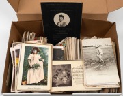 Australian & foreign postcard accumulation in a carton; unsorted, as received. Mainly used. (100s).