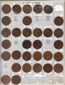 Half Penny to Crown, 1911 - 1964 incomplete collections in an album; comprising of Ѕd (26), 1d (61), 3d (30), 6d (24), 1/- (11), 2/- (9), and 1937 and 1938 Crowns. Very mixed condition; a little duplication.