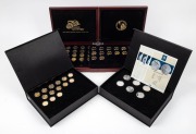 United States of America: The 50 State Quarters 1999 - 2007 Gold Plated Coin Collection by Macquarie Mint, part set (45 of 50) in impressive presentation case; together with part sets of U.S. National Park Quarters (14) and U.S. Presidents Dollars (32 of