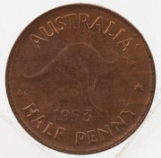 ELIZABETH II, 1953 Halfpenny, doubling of obverse die, uncirculated.