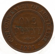 GEORGE V, 1931 Penny, Indian obverse, aligned 1; VF.