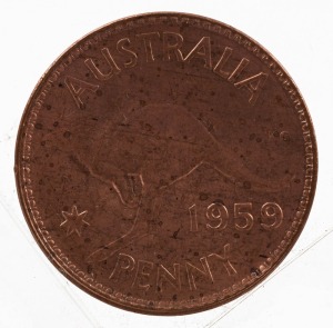 ELIZABETH II, 1959 Penny, uncirculated.