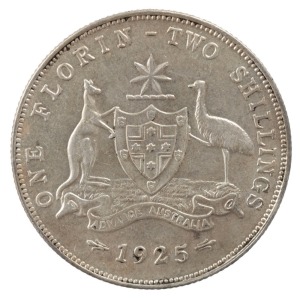 GEORGE V, 1925 Florin, EF.