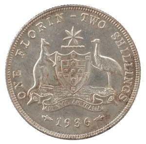 GEORGE V, 1936 florin, uncirculated.