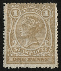 VICTORIA: 1884-96 (SG.265) 1d Ochre "Stamp Duty", perf.12.5, fresh Mint.