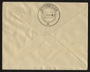 BURMA - Postal History: JAPANESE OCCUPATION: 1943 (SG J72) 5c Scarlet crossed swords attractively tied on small cover locally used atKYONPYAW on&nbsp;&nbsp;7 June 1943. - 2