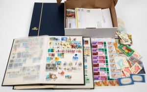 A mostly decimal period accumulation of stamps in part sheets (noted '71 Xmas blk.50), booklets, etc. With used accumulation in envelopes and in a few albums.