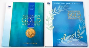 Australian Gold Medallist miniature sheet collections for 2000 Sydney (16) & 2004 Athens (17) Olympics; both in special albums. Face Value $157. Superb MUH.