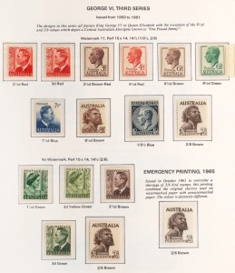 A Seven Seas Pre-decimal album with 1928 Kookaburra M/Sheet, Macarthur set of 4, 1935 Anzac, Arms set to Ј2, etc. Some affected by tone.