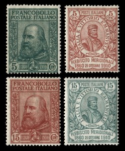 ITALY: 1910 (Sassone 87-90) Plebiscites, complete set (4) MUH. €2,400.00.