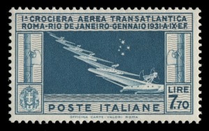 ITALY: 1930 7.70L Transatlantic Mass Formation Flight, superb MUH.