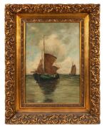 VAN CAUTEREN (Dutch School), (fishing boats), oil on canvas, signed lower right, 60 x 39cm, 85 x 67cm overall