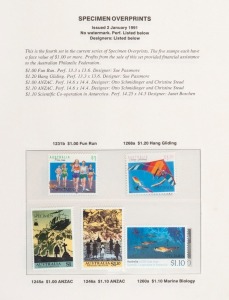 1991 - 93 specialized collection in Seven Seas album; includes Specimen overprints, booklets, self-adhesive strips, Exhibition overprints, M/Sheets, gutter strips, etc. (100s), MUH.