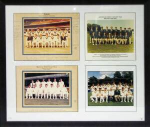 TEAM PHOTOGRAPHS, display comprising four official team photographs - 1982 Australia Under 19 v Pakistan with 14 signatures on mount; 1983 Australian Under 19 Tour to England; 1982-83 Queensland Colts; 1990-91 Australian Prime Minister's XI; window mounte