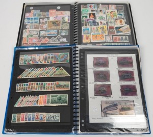 An ex-dealer's accumulation in two stock albums. Noted Scouts, year of the Refugee, Malaria, Trains, Fish, Flowers, Red Cross, Animals, Maps, UPU, Birds, Fruits, Sports, Space, etc. (100s).