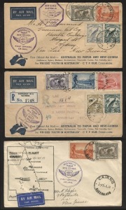 Aerophilately & Flight Covers: 1934 - 1950 group of flown covers; 2 registered and including a few foreign. (12, of which the Australian items Cat.$470.).