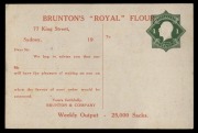 STAMPED TO ORDER POSTCARD: 1924-28 (BW:PS22) Octagonal 1d green KGV&nbsp;with "POSTAGE" in die, superb example on unused postcard for BRUNTON & Co. Flour Millers. Very fine condition and rare.