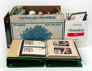 A huge collection of FDCs, PSEs, Maxi-cards and postal stationary in 12 large albums and loose in a carton; mainly 1980s-90s. (1000s).