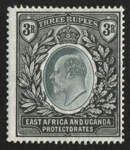 KENYA, UGANDA & TANGANYIKA: EAST AFRICA & UGANDA PROTECTORATES: 1903-04 (SG.11) Edward VII 3R grey-green & black on Crown CC wmk paper, MLH. Cat.£180.