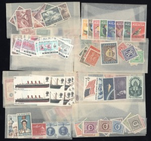 Various world stamps in packets, noted Malaysia SG.20-27 MUH, etc.