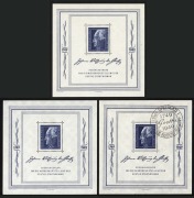 GERMANY: ALLIED OCCUPATION - RUSSIAN ZONE: 1949 (Mi. Blk.6) 50pf + 4.50Dm Goethe Festival Week Miniature Sheets , (3, 2 MUH, 1 VFU with special WEIMAR&nbsp;28 August 1949 circular date stamp).