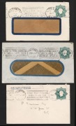 STAMPED TO PRIVATE ORDER ENVELOPES: A study of the 1923-24 Octagonal 1&frac12;d green&nbsp;KGV with "POSTAGE" in die (BW:ES55): (9, of which 2 are unused), with users including Henry Berry & Co., British Australian Woll Realisation Association, British Imperial Oil, 