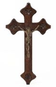 An antique French carved oak crucifix with gilt finished cast metal Christ, 19th century", ​​​​​​​52cm high