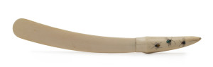 A Japanese ivory Shibayama page turner, Meiji period, 19th century, 34cm long