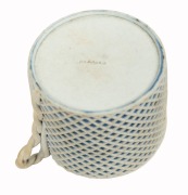 WEDGWOOD rare reticulated Jasper Ware pottery custard cup and cover with twisted handle, 19th century, impressed "WEDGWOOD", 6.5cm high PROVENANCE: Geoffrey Golden - 3