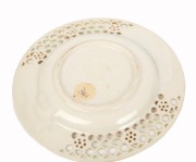 ROYAL WORCESTER antique English reticulated porcelain teacup and saucer with hand-painted floral and gilded highlights by GEORGE OWEN, circa 1885, impressed factory mark to base, the saucer 10.5cm diameter - 3