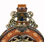 DOULTON LAMBETH&nbsp;rare reticulated pottery moonflask vase, circa 1883, impressed factory mark and artist's monogram (illegible) to base, 20cm high - 3