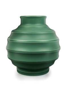 WEDGWOOD green pottery vase by KEITH MURRAY, stamped "Keith Murray, Wedgwood, Made in England", 19cm high