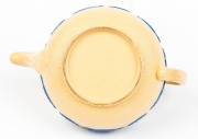 WEDGWOOD "Caneware" antique English pottery teapot with arabesque scroll blue highlights and spaniel finial, circa 1830, impressed "WEDGWOOD", 10cm high, 17cm wide - 4