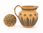 WEDGWOOD "Caneware" rare antique English pottery lidded jug, circa 1830, impressed "WEDGWOOD", 13.5cm high - 2