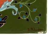 An antique English p&acirc;te-sur-p&acirc;te&nbsp;porcelain plaque with angel putti figure, signed lower right "S. Rhodes", 17 x 13.5cm - 2