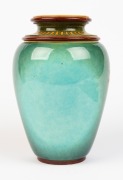 DOULTON&nbsp;LAMBETH FAIENCE antique English ceramic vase with hand-painted floral decoration by ISABEL LEWIS, circular factory mark and artist's monogram to base, 21.5cm high - 2
