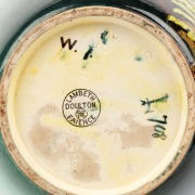 DOULTON&nbsp;LAMBETH FAIENCE antique English ceramic vase with hand-painted floral decoration by ISABEL LEWIS, circular factory mark and artist's monogram to base, 21.5cm high - 5