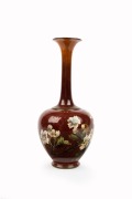 DOULTON&nbsp;LAMBETH FAIENCE antique English art pottery vase with hand-painted blossom decoration, circular factory mark and artist's monogram to base, 26cm high - 2