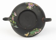 WEDGWOOD "Capri Ware" antique black basalt pottery teapot with floral enamel decoration, 19th century, impressed "WEDGWOOD", 7cm high, 16cm wide - 5