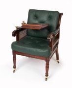 A fine quality reproduction William IV style mahogany gentleman's library chair with adjustable reading slope and candelabra, 20th century, 92cm high, 60cm across the arms - 2