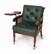 A fine quality reproduction William IV style mahogany gentleman's library chair with adjustable reading slope and candelabra, 20th century, 92cm high, 60cm across the arms - 3