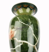 DOULTON LAMBETH art pottery vase with hand-painted bird decoration on green ground by C. VARGAS, circa 1890, impressed and factory stamps to base with artist's monogram, 21cm high - 4