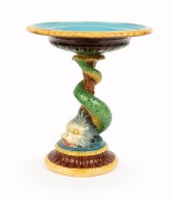 MINTON&nbsp;antique English&nbsp;majolica comport with dolphin decoration, 19th century, 25cm high, 22cm diameter - 3