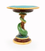MINTON&nbsp;antique English&nbsp;majolica comport with dolphin decoration, 19th century, 25cm high, 22cm diameter - 4