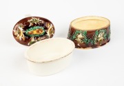WEDGWOOD antique English majolica game tureen with original liner, 19th century, impressed "WEDGWOOD" 16cm high, 25cm wide - 2