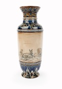 DOULTON LAMBETH pottery vase adorned with sgraffito&nbsp;deer decoration by HANNAH BARLOW, circa 1881, impressed factory mark and artist's&nbsp;monogram&nbsp;to base, 25cm high - 2