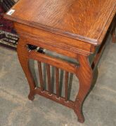 An antique French oak collapsible writing table with lyre trestle ends and two drawers, circa 1900, ​​​​​​​72cm high, 82cm wide, 45cm deep - 3