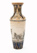 DOULTON LAMBETH&nbsp;pottery vase with sgraffito donkey decoration&nbsp;by HANNAH BARLOW, circa 1880, impressed factory mark and artist's monogram to base, 27.5cm high - 2