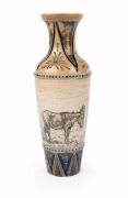 DOULTON LAMBETH&nbsp;pottery vase with sgraffito donkey decoration&nbsp;by HANNAH BARLOW, circa 1880, impressed factory mark and artist's monogram to base, 27.5cm high - 3