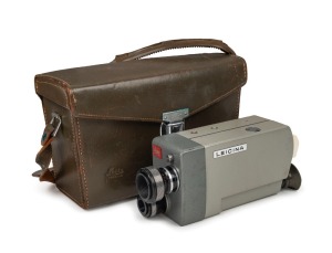 LEITZ: Leicina 8S 8mm movie camera [#16170], c. 1960, with Dygon 6.25mm f2 lens. Offered in matching leather case with five lens filters, one wrist strap, and two additional Dygon lenses.